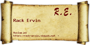 Rack Ervin névjegykártya